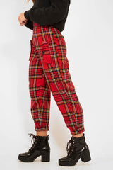 Red Tartan Frill Detail Trousers - Bristal