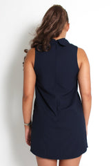 Caila Navy High Neck Shift Dress