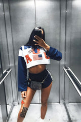 Navy Cropped USA Rugby Shirt - Devani