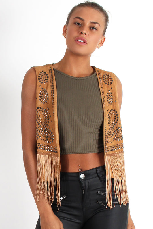 Naya Tan Studded Waistcoat
