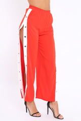 Red Side Popper White Stripe Trousers - Nazneen