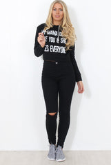 Neem Black Slogan Pullover Hoodie