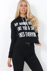 Neem Black Slogan Pullover Hoodie
