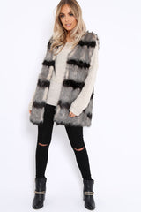 Stripe Faux Fur Gilet - Neena