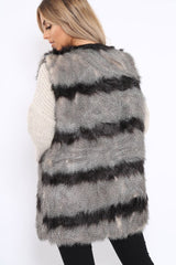 Stripe Faux Fur Gilet - Neena