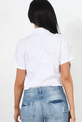 Narz White Cropped Shirt