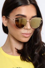 Gold Metal Frame Aviator Sunglasses - Nell