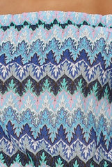 Blue Aztec Print Crochet Bardot Playsuit - Nelly