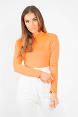 Neon Orange Slinky Bodysuit - Allison