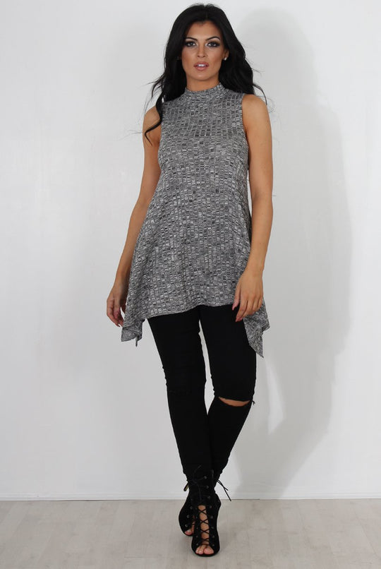 Neri Grey Side Split Top
