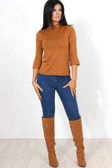 Nessa Rust Bell Sleeve Top