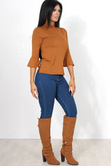Nessa Rust Bell Sleeve Top