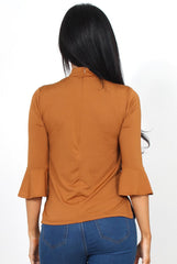 Nessa Rust Bell Sleeve Top