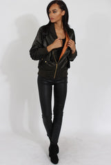 Khaki Satin Bomber Jacket - Neve