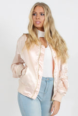 Blush Satin Bomber Jacket - Neve