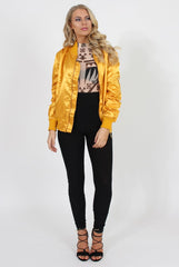 Mustard Satin Bomber Jacket - Neve