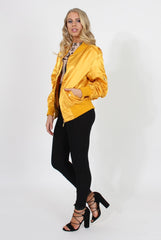 Mustard Satin Bomber Jacket - Neve