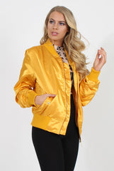 Mustard Satin Bomber Jacket - Neve