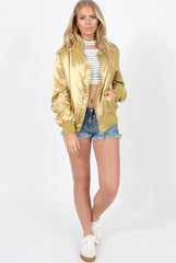 Gold Satin Bomber Jacket - Neve