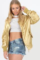 Gold Satin Bomber Jacket - Neve