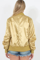 Gold Satin Bomber Jacket - Neve