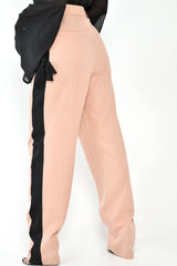 Nude Black Stripe Belted Wide Leg Trousers - Philippa