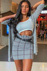 Tartan Hound-Tooth Ruffle Hem Mini Skirt - Abagail