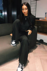 Black High Waist Flare Trousers -Tisha