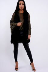 Black Soft Shaggy Gilet - Niamh
