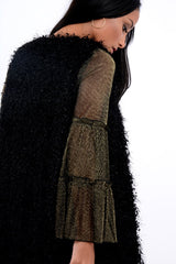 Black Soft Shaggy Gilet - Niamh