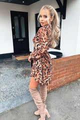 Leopard Neck Tie Smock Dress - Orrie
