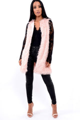 Pink Soft Shaggy Gilet - Niamh