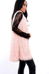 Pink Soft Shaggy Gilet - Niamh