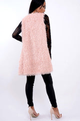 Pink Soft Shaggy Gilet - Niamh