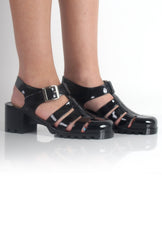 Nicki Black Heeled Jelly Sandals