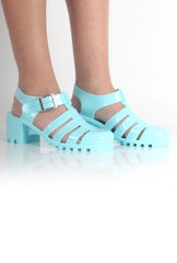 Nicki Mint Heeled Jelly Sandals