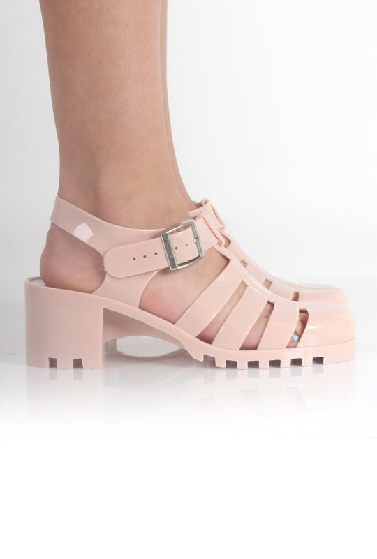 Nicki Nude Heeled Jelly Sandals