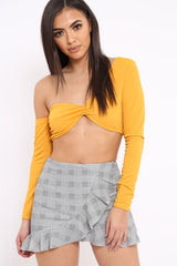 Mustard Asymmetric Crop Top - Nicki