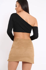 Black Asymmetric Crop Top - Nicki
