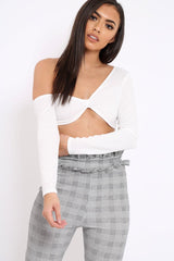 White Asymmetric Crop Top - Nicki
