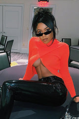 Neon Orange Roll Neck Knit Jumper - Nickole