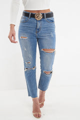 Black Faux Leather Gold Hammered Disc Belt - Melyssa