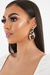 Gold Leopard Print Pony Hair Drop Earrings - Joana