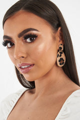 Gold Leopard Print Pony Hair Drop Earrings - Joana