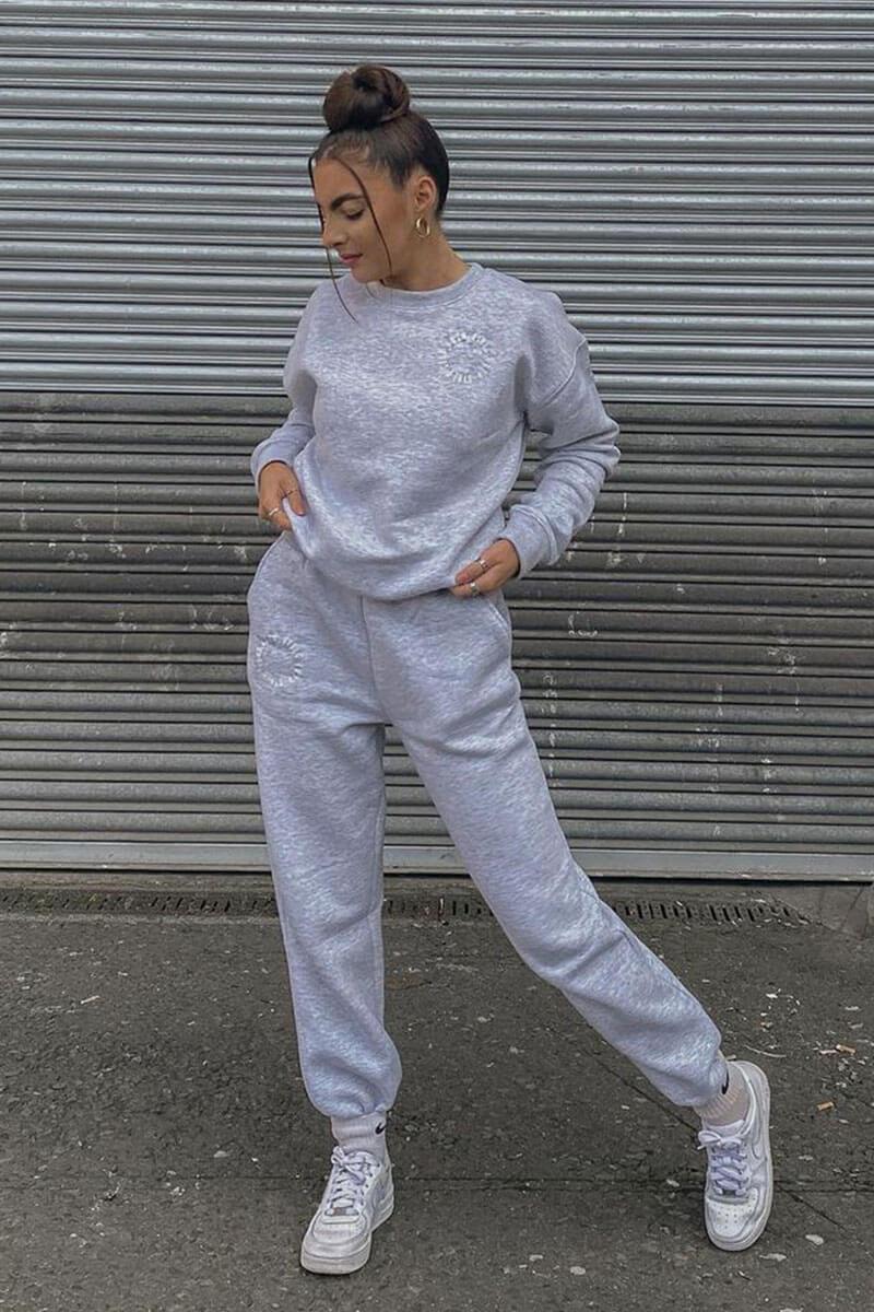 Grey 'Lazy Girls Club' Slogan Joggers - Sahra – Rebellious Fashion - US