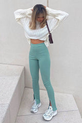 Sage Split Front Flared Trousers - Florie