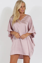 Mauve Kimono Style Oversized Dress - Nicolette