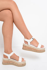 White Stud PU Wedges - Neive