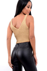 Gold Sparkle Knitted Crop Top - Nigella