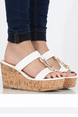 White Cork Wedges - Niki